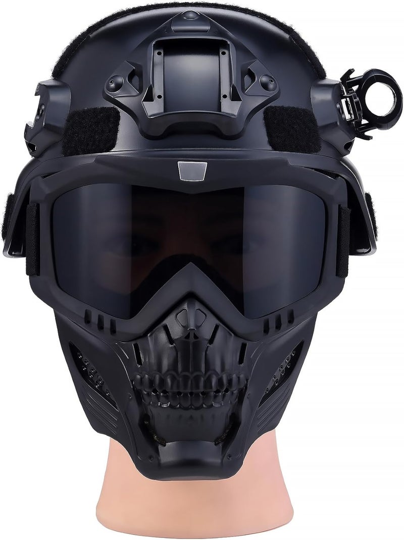 PLOOTA Tactical Airsoft Helmet with Detachable Goggles and Full Face Mask: Military Grade Gear for Paintball and Airsoft - Image 1